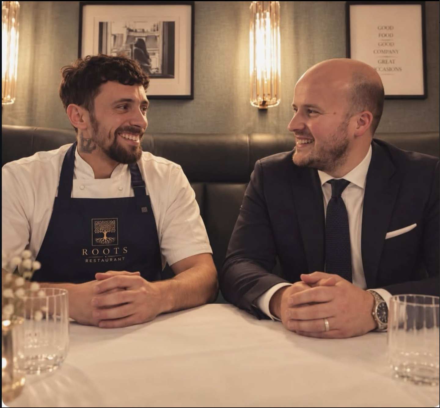 Tom and Rafa at Roots Restaurant